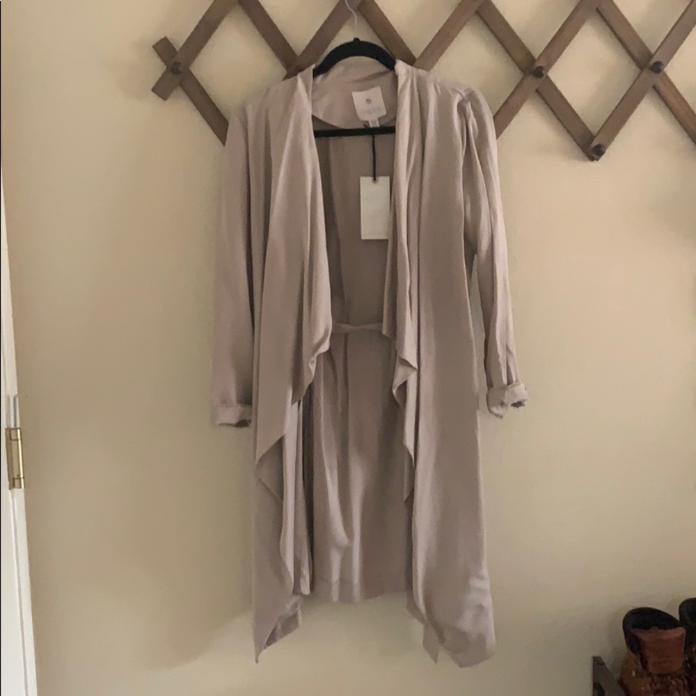 Tan flowy trench coat